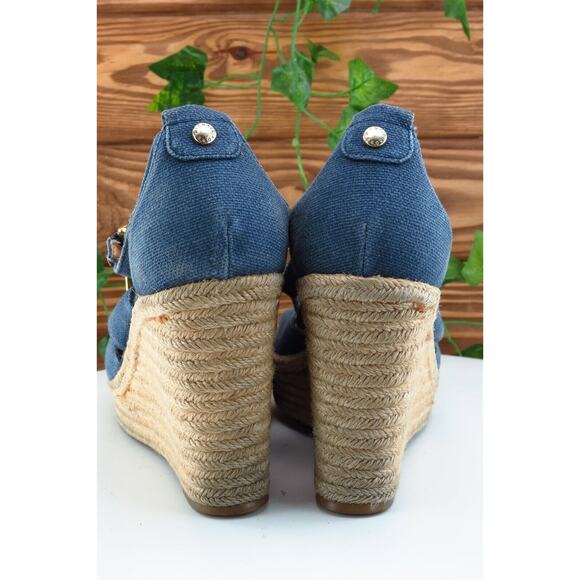 Michael Kors Sz 6.5 M Blue Gladiator Fabric Women Sandals - Picture 5 of 7